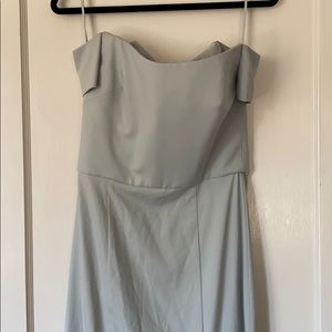 Amsale baby blue bridesmaid dress